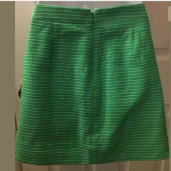 J. CREW Kelly Green Dot Dot Dash Mini Skirt White Vibrant Workwear Flirty Fun - Picture 4 of 5